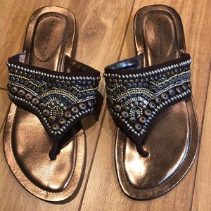 Montego Bay Club Women's bronze beaded thong sandal